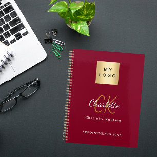 Logo burgundy gold monogram business 2026 planner