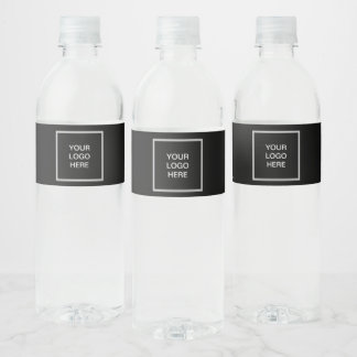 Logo Business Black Minimalist Corporate  Water Bottle Label