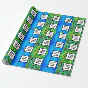 Logo Business Blue and green Wrapping Paper