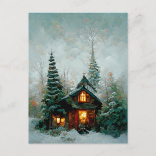 Logo Business Christmas Cottage Postcard