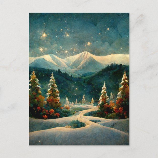 Logo Business Christmas Landscape Postcard (Front)