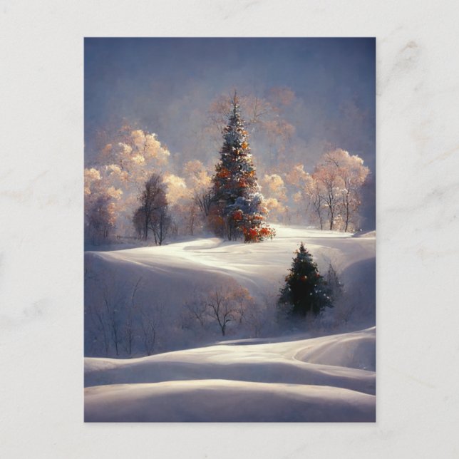 Logo Business Christmas Tree Landscape Postcard (Front)