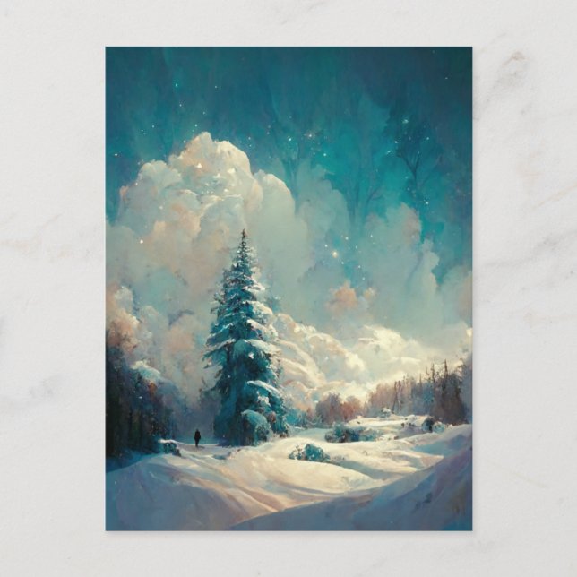 Logo Business Christmas Tree Landscape Postcard (Front)