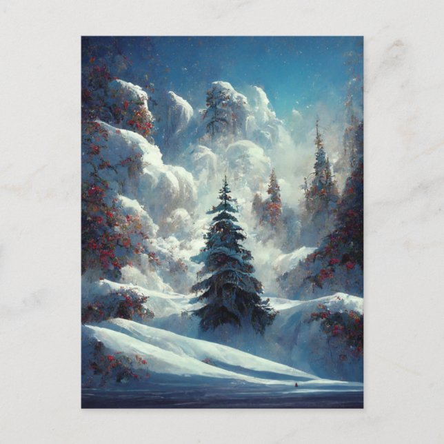 Logo Business Christmas Tree Landscape Postcard (Front)