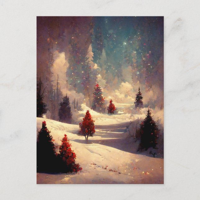 Logo Business Christmas Tree Landscape Postcard (Front)