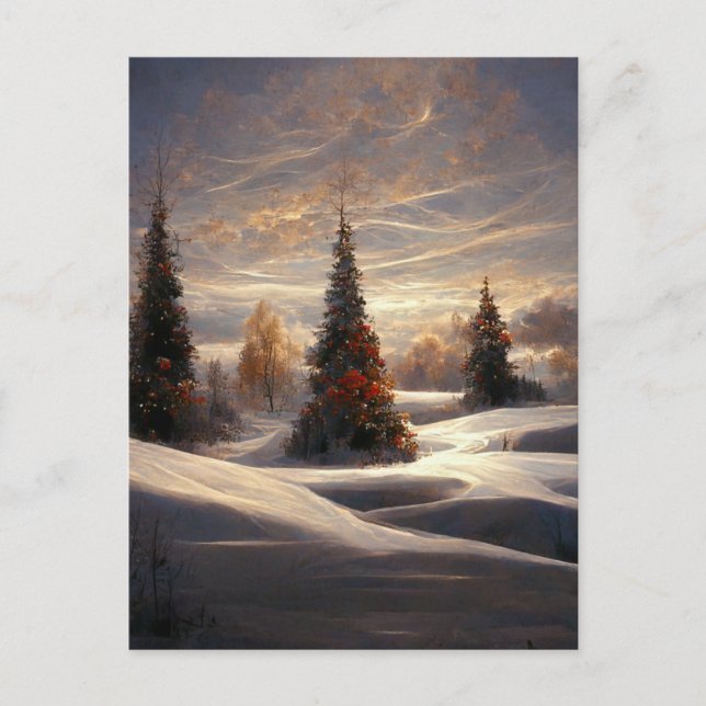 Logo Business Christmas Tree Landscape Postcard (Front)