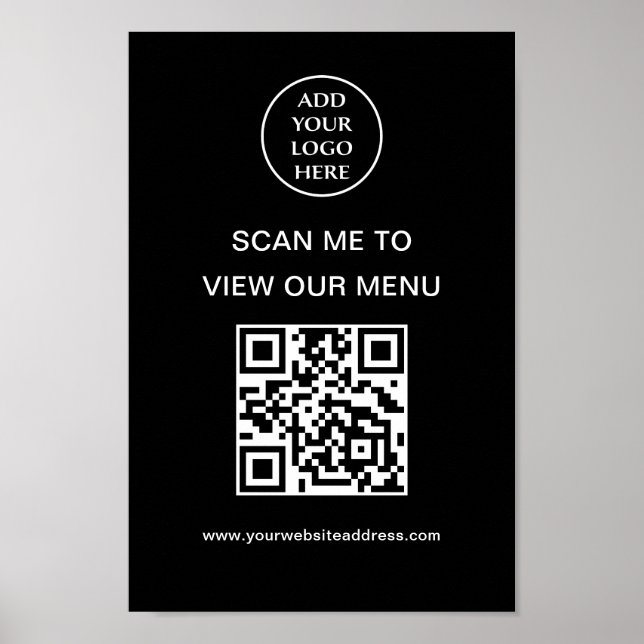 Logo Business Company Corporate Scan Me View Menu Poster (Front)