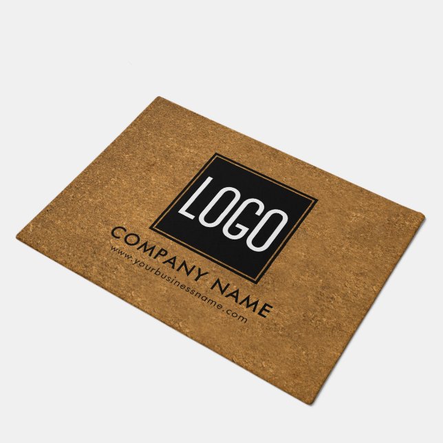 Logo Business Company Faux Coir Doormat (Angled)