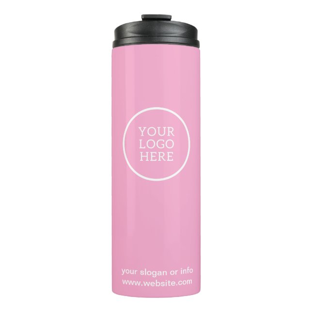 Logo | Business Corporate Company Branded Pink Thermal Tumbler (Front)