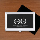 Logo Business Corporate Company Minimalist Business Card Holder<br><div class="desc">A simple custom black business template in a modern minimalist style that can easily be updated with your company logo and text. Designed with a horizontal logo banner image (2560 x 1440 px), you can customise by changing the text and image using the fields provided, or use the "message" button...</div>
