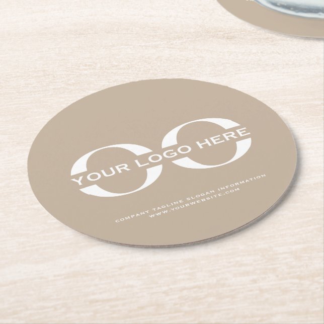 Logo Business Corporate Company Minimalist Round Paper Coaster (Angled)