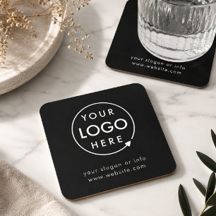Logo   Business Corporate Company Minimalist Square Paper Coaster