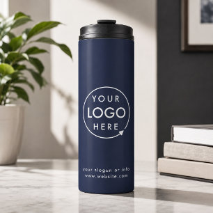 Logo Business Corporate Company Navy Blue Thermal Tumbler