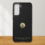 Logo Business Corporate Company Samsung Galaxy Case<br><div class="desc">A black business template in luxury style that can be easily updated with your company logo and text. Designed with a template brushed metallic gold logo emblem,  you can customise by changing the text and image using the fields provided.</div>