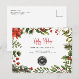 Logo Business Festive Christmas Clients Holiday Postcard