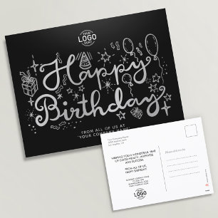 Logo Business Fun Silver Black Birthday Postcard