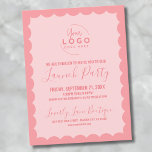 Logo Business Grand Opening Launch Party Postcard<br><div class="desc">A fun but simple invitation for a business grand opening or a brand or product launch party event. Add your own logo to the top to give it your branding, and you can change out all of the element colours to match your brand colours. You can even change the scallop...</div>
