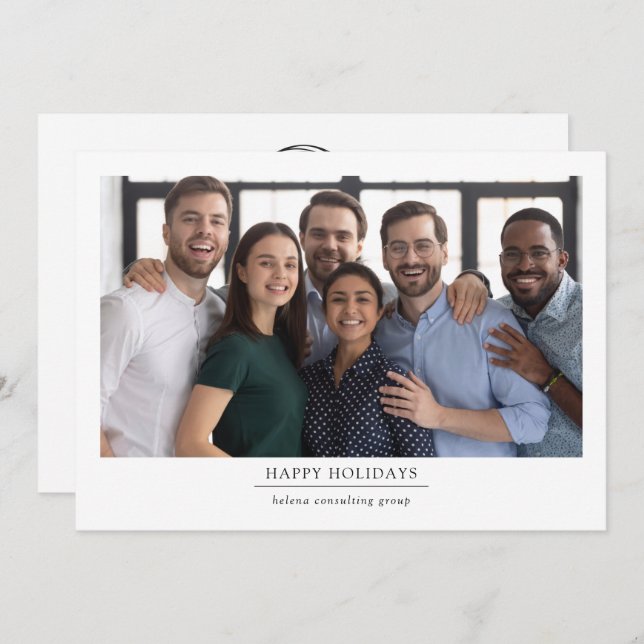 Logo Business Happy Holidays Photo Holiday Card (Front/Back)