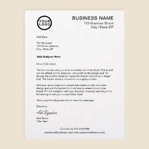 Logo Business Letter Subject Line Signature Custom Letterhead