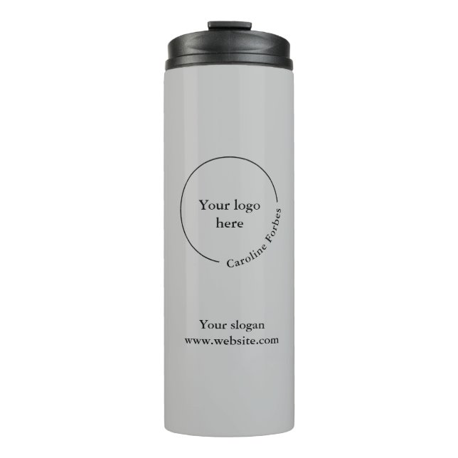 Logo Business Minimalist Grey Thermal Tumbler (Front)