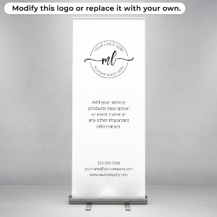 Logo Business Minimalist Monogram Initials White Retractable Banner
