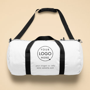 Logo Business   Minimalist Simple White Duffle Bag