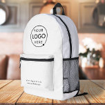 Logo Business | Minimalist Simple White Printed Backpack<br><div class="desc">A simple custom business template in a modern minimalist style which can be easily updated with your company logo and company slogan or info. If you need any help personalising this product,  please contact me using the message button below and I'll be happy to help.</div>