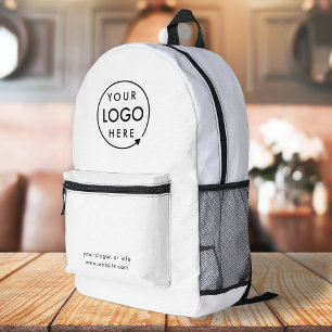 Logo Business Minimalist Simple White Printed Backpack
