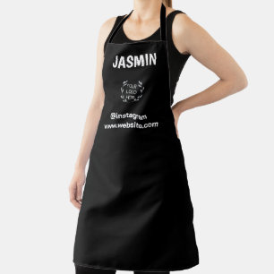 Logo Business Modern Minimal Company Branded Black Apron
