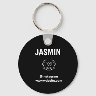 Logo Business Modern Minimal Company Branded Black Key Ring
