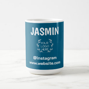Logo Business Modern Minimal Company Branded Blue Coffee Mug
