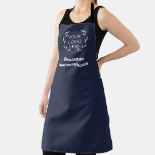 Logo Business Modern Minimal Company navy blue Apron