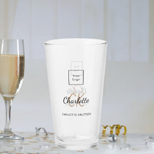 Logo business monogram initials script glass