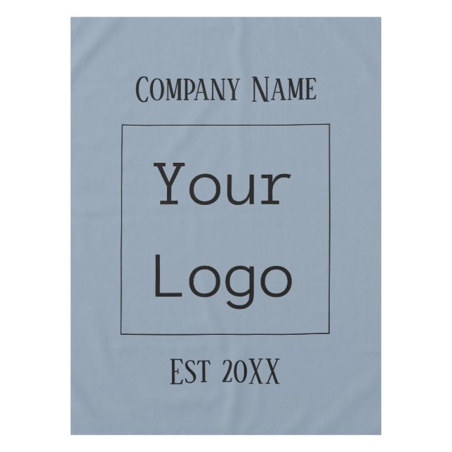 Logo Business Name Restaurant Black Dusty Blue Tablecloth (Front)