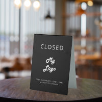 Logo business open closed black white