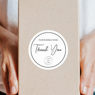 Logo Business or Store, Order Packaging Thank You Classic Round Sticker
