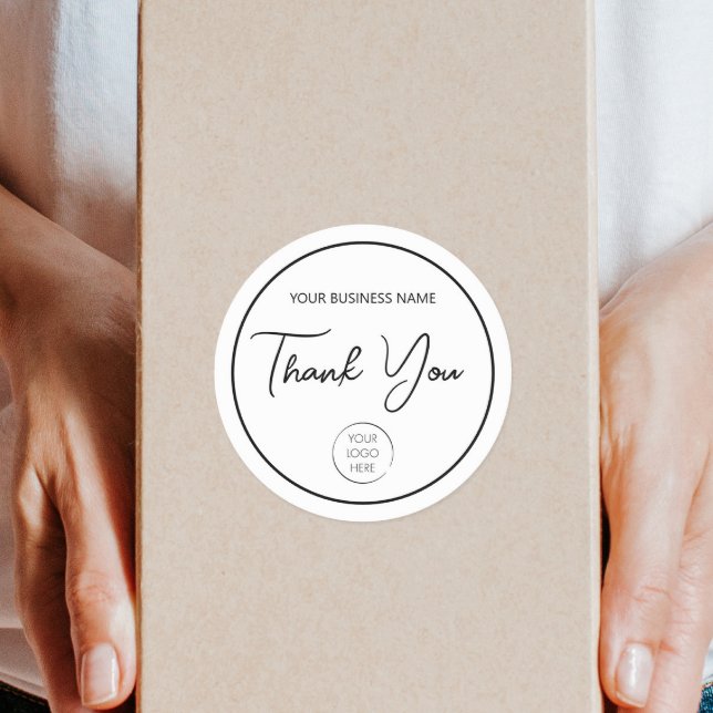 Logo Business or Store, Order Packaging Thank You Classic Round Sticker (Creator Uploaded)
