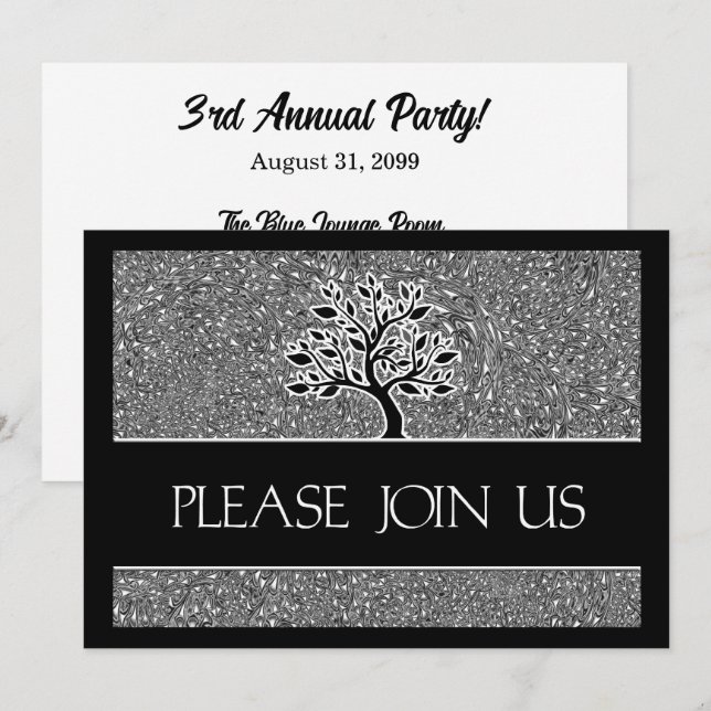 Logo Business Party Invitation Black and White (Front/Back)