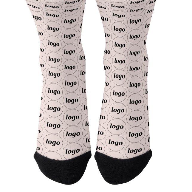 Logo Business Pattern Blush Pink Promotional Socks (Simple logo pattern business branding promotional blush pink socks)