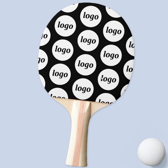 Logo Business Pattern Promotional Black Ping Pong Paddle (Simple logo pattern business branding promotional ping pong paddle)
