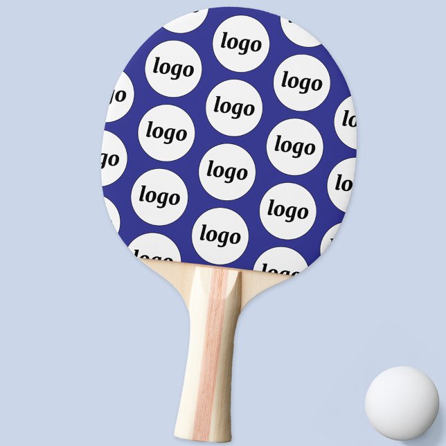 Logo Business Pattern Promotional Blue Ping Pong Paddle (Simple logo pattern business promotional ping pong paddle in blue)