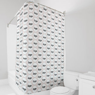 Logo Business Pattern Promotional Blush Pink Shower Curtain