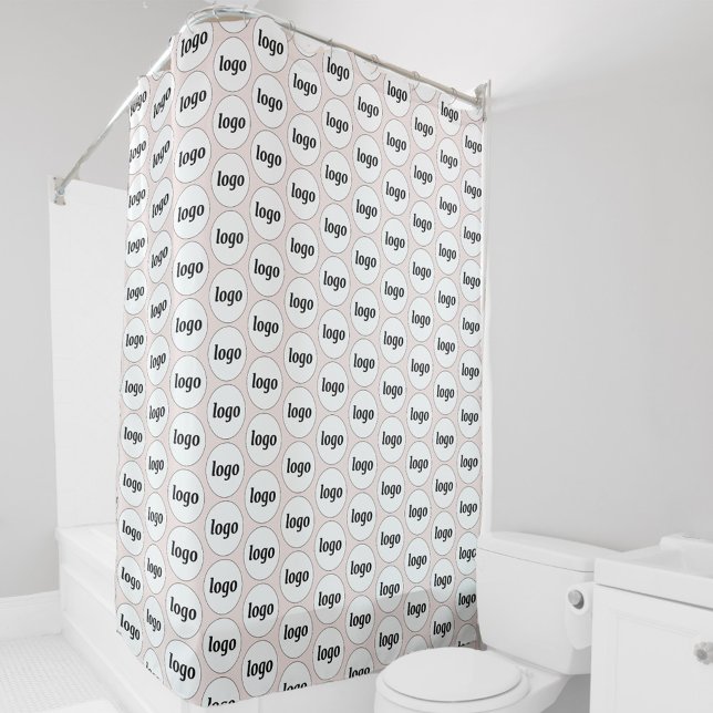 Logo Business Pattern Promotional Blush Pink Shower Curtain (Simple logo pattern business branding promotional shower curtain)