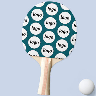 Logo Business Pattern Promotional Teal Green Ping Pong Paddle