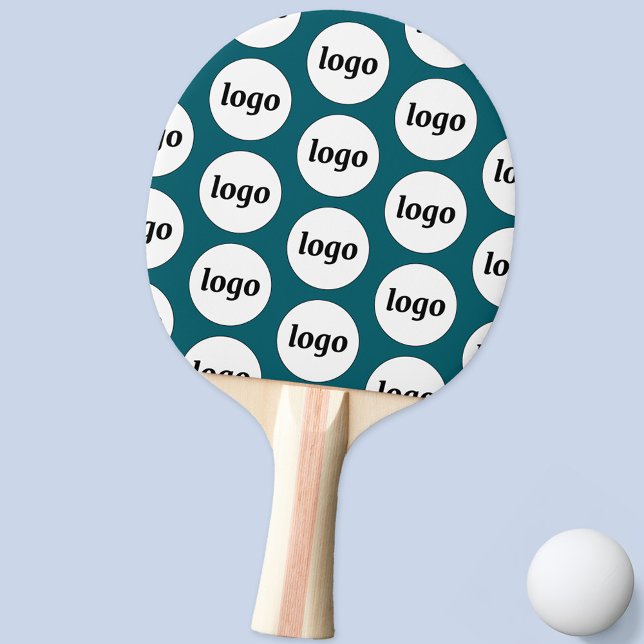 Logo Business Pattern Promotional Teal Green Ping Pong Paddle (Simple logo pattern business promotional ping pong paddle in teal green)