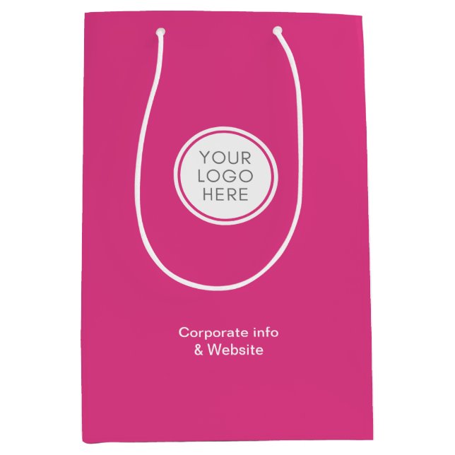 Logo business Pink  Corporate information Medium Gift Bag (Front)
