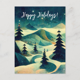 Logo Business Retro Christmas Painting Postcard