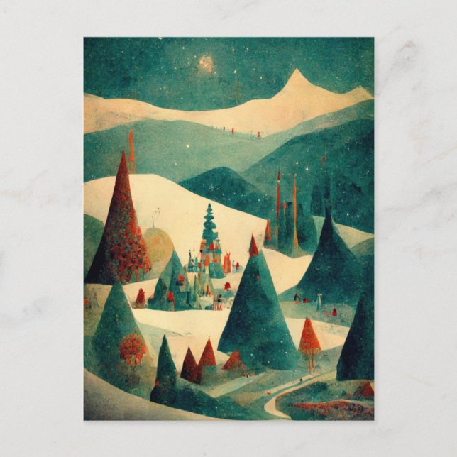 Logo Business Retro Christmas Valley Postcard (Front)