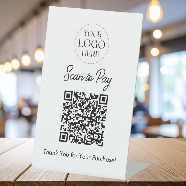 Logo Business Scan To Pay QR Code Table Top Sign (Creator Uploaded)