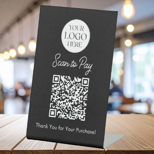 Logo Business Scan To Pay QR Code Table Top Sign
